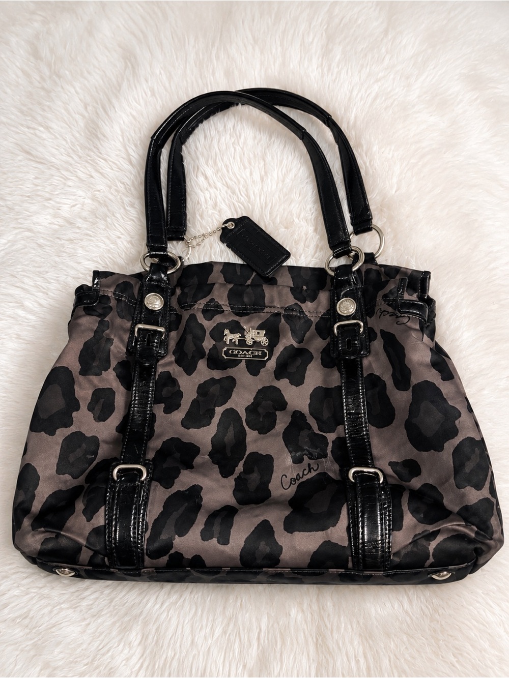 💕🐆 Coach Rare Leopard Print Nylon Tote Bag 9426 Vintage 2007 Y2K EUC